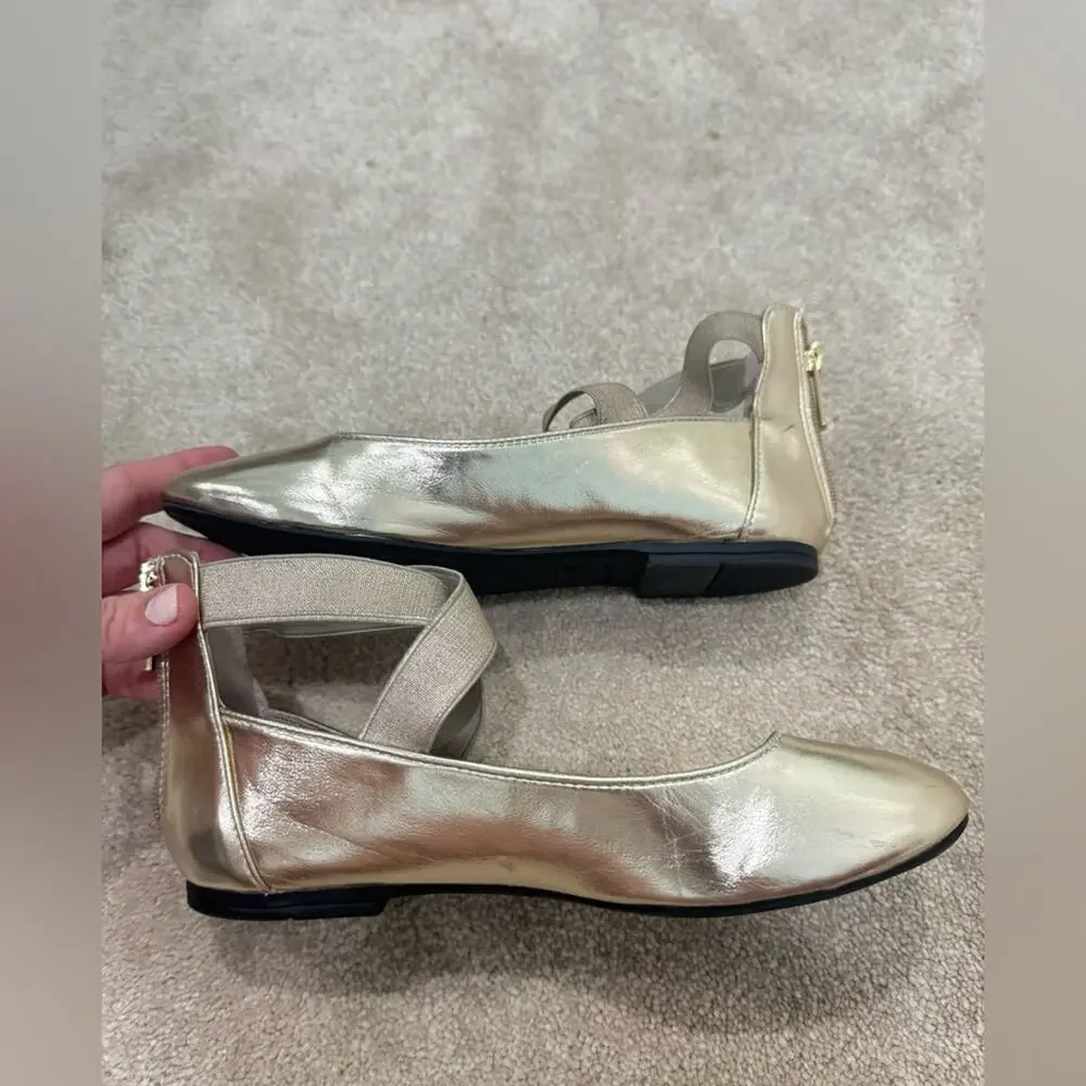 girls, Nia Elegant Gold Ballet Flats, size 4